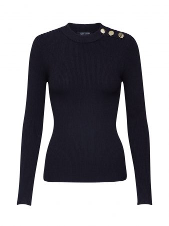 NEW LOOK Pulover 'BUTTON STAND NECK'  negru