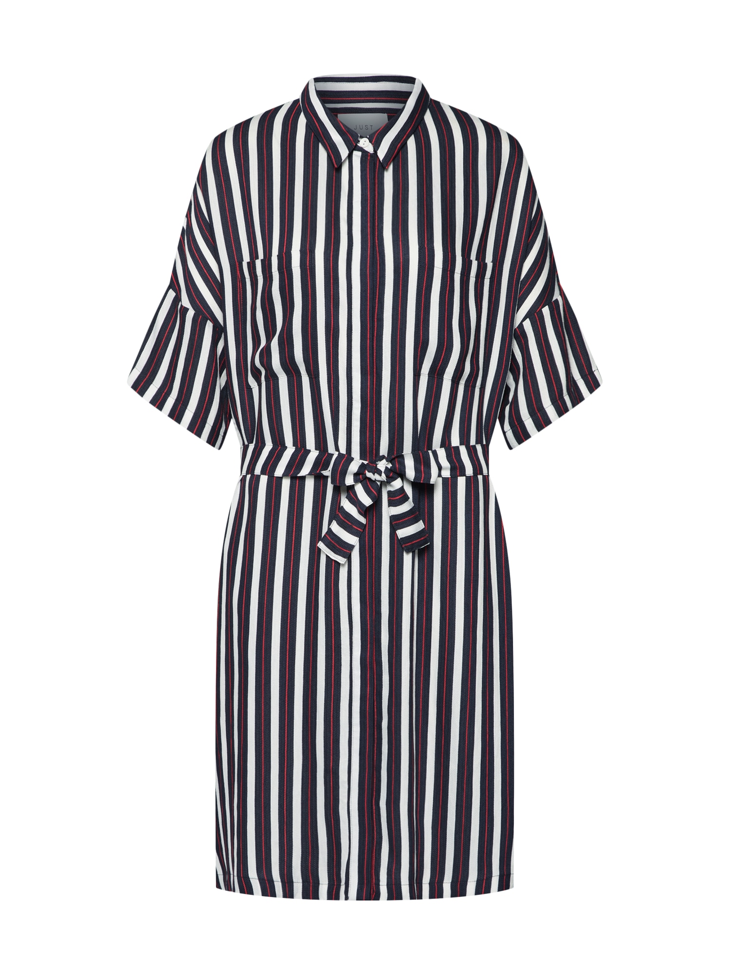 JUST FEMALE Rochie tip bluză 'Gabriel' negru / alb