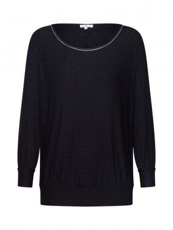 TOM TAILOR Tricou 'T-shirt structure batwing'  negru