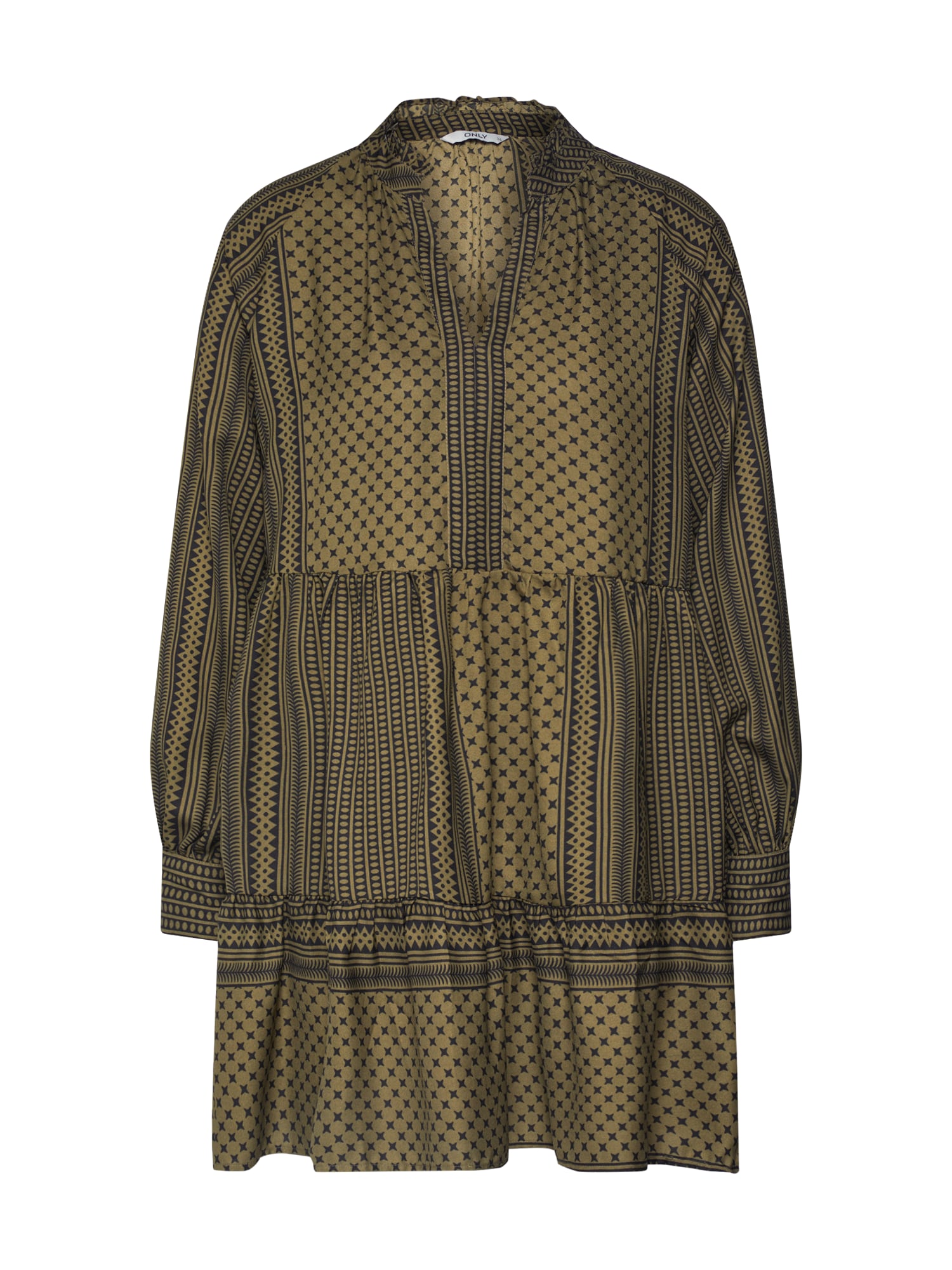 ONLY Rochie 'ONLSOUL L/S SHORT DRESS WVN'  verde / negru