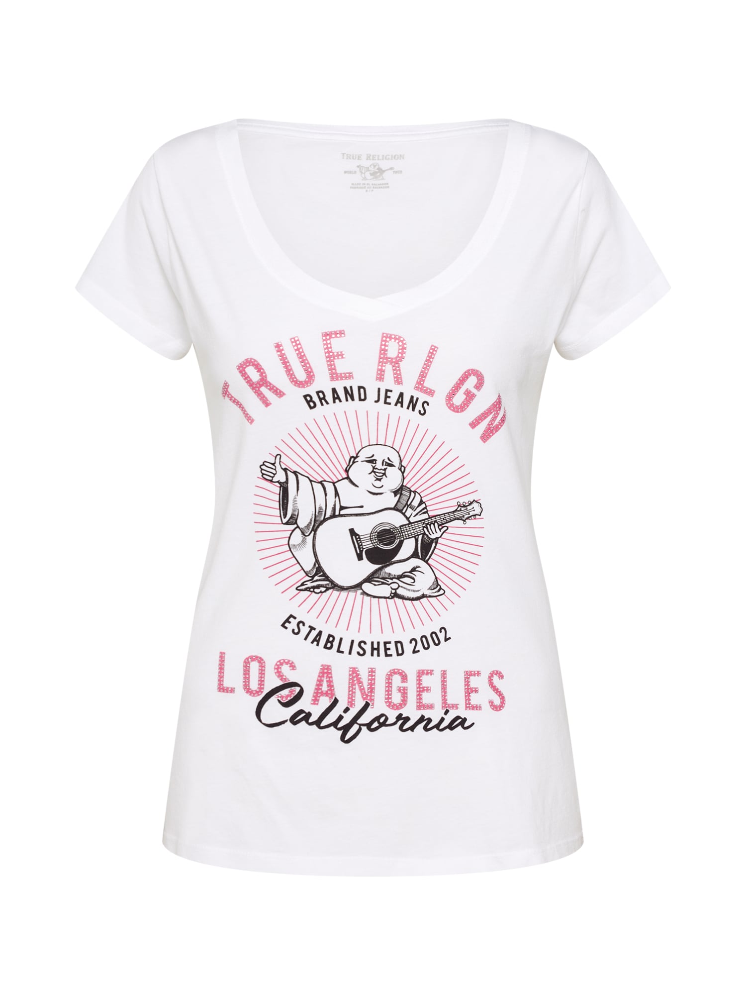 True Religion Tricou 'ROUNDED BUDDHA'  roz închis / alb
