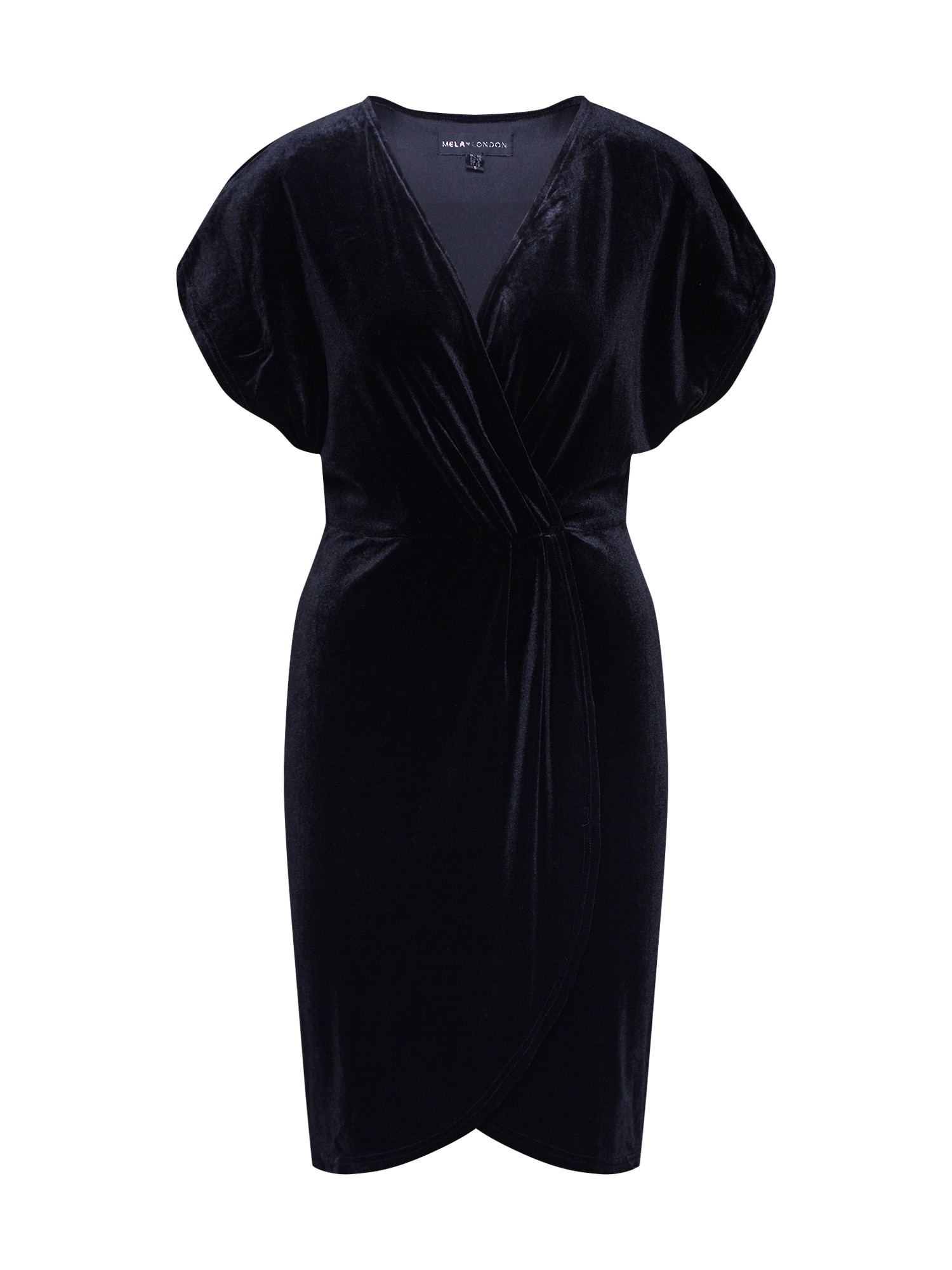 Mela London Rochie 'WRAP FRONT VELVET DRESS'  negru
