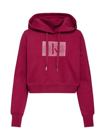 Calvin Klein Jeans Bluză de molton 'DISTRESSED MONOGRAM CROP HD'  roșu