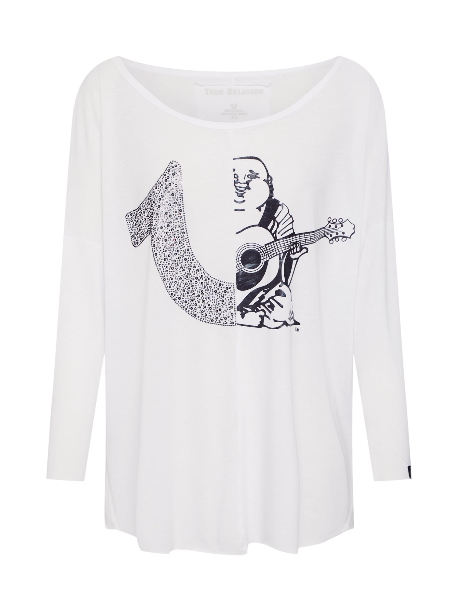 True Religion Tricou '2 LOGO LS'  alb