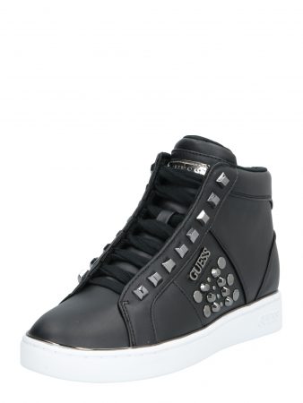 GUESS Sneaker low 'BEKAH/STIVALETTO (BOOTIE/LEAT'  negru / alb