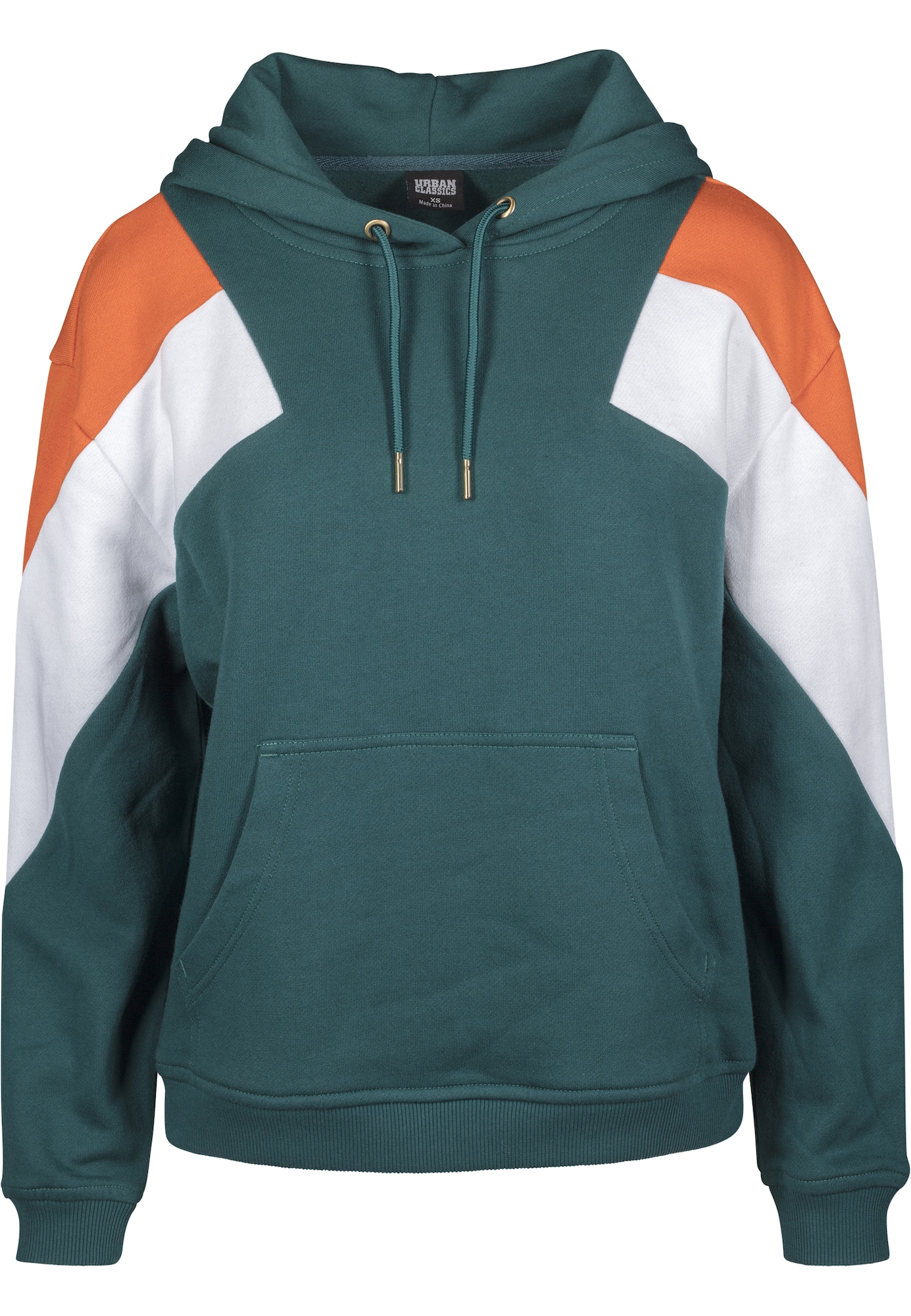 Urban Classics Bluză de molton  verde închis / portocaliu / alb