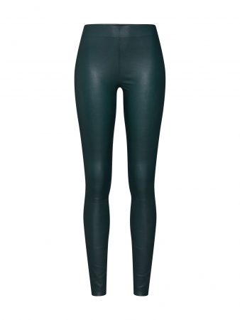 SELECTED FEMME Pantaloni 'SLFSYLVIA MW STRETCH LEATHER LEGGIN'  verde închis