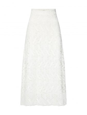 IVY & OAK Fustă 'Midi Graphic Lace Skirt'  alb