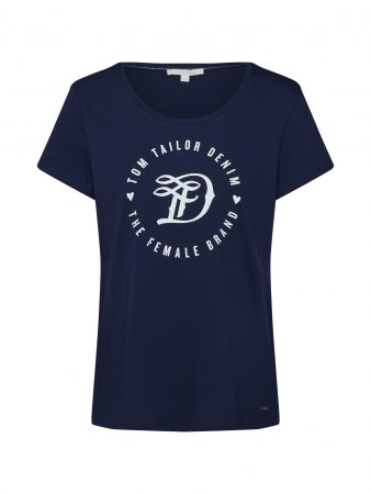 TOM TAILOR DENIM Tricou  alb / navy