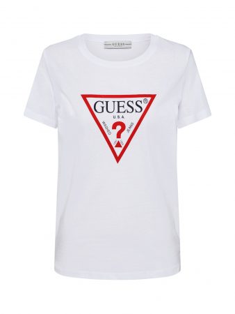 GUESS Tricou 'SS CN BASIC TRIANGLE TEE'  alb