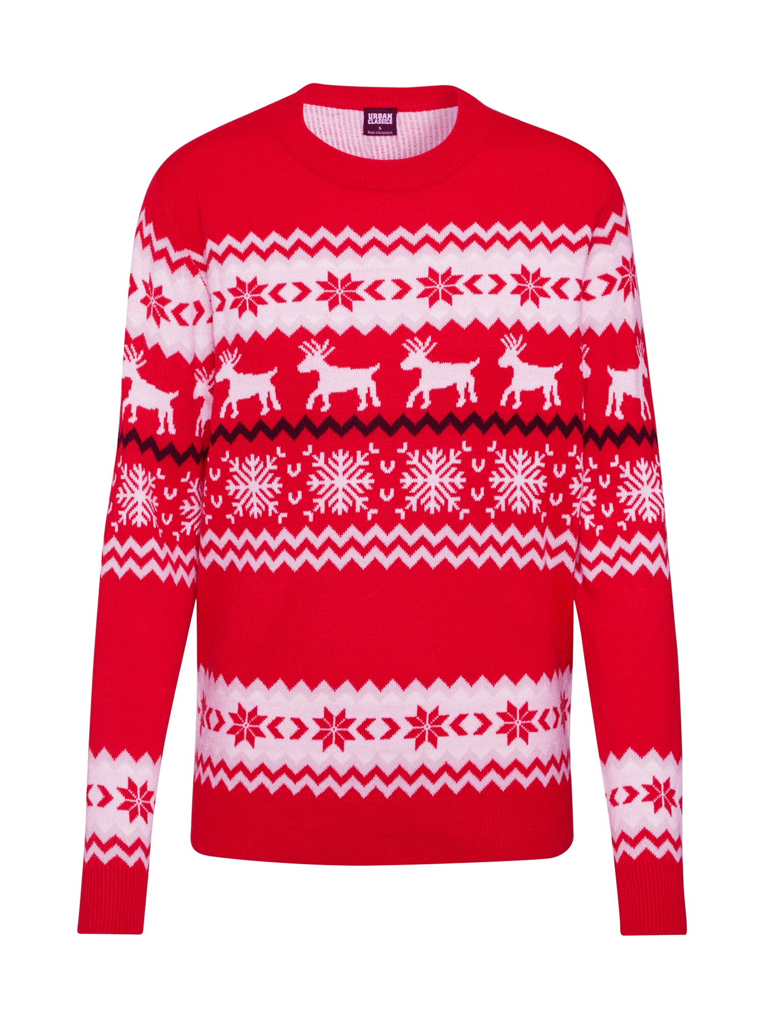 Urban Classics Pulover 'Norwegian Christmas Sweater'  roșu / alb