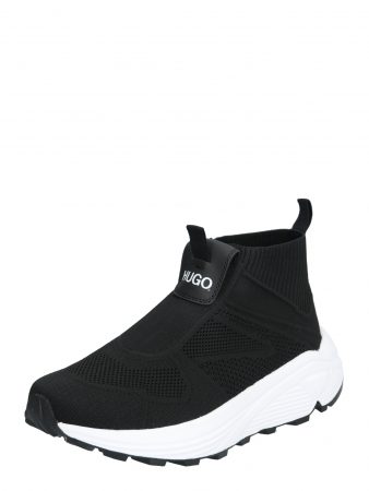 HUGO Sneaker înalt 'Horizon_Runn_Sock'  negru / alb