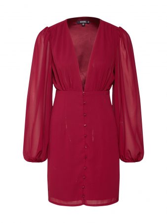 Missguided Rochie 'MILKMAID BUTTON DOWN DRESS CHIFFON'  burgund