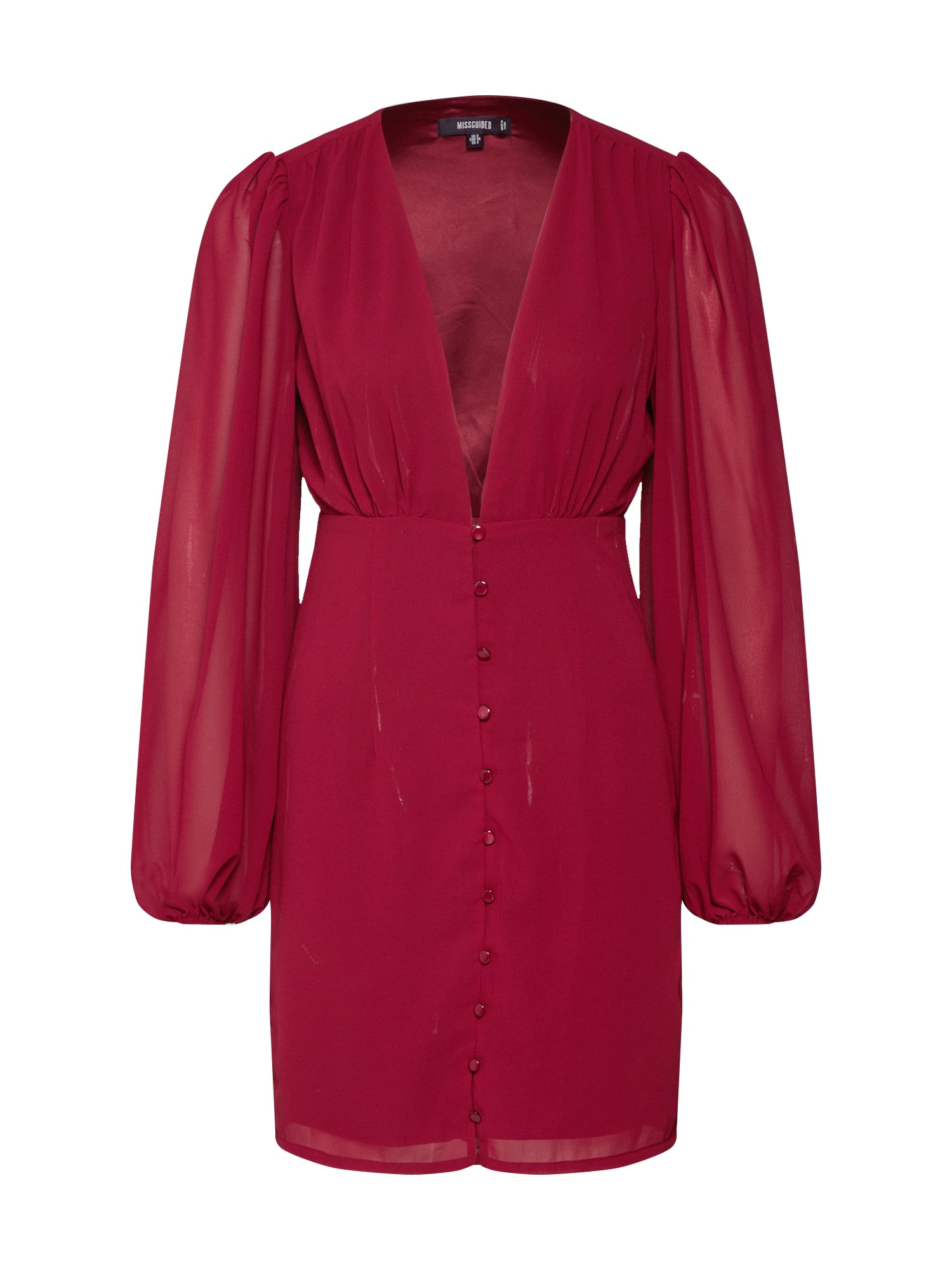 Missguided Rochie 'MILKMAID BUTTON DOWN DRESS CHIFFON'  burgund
