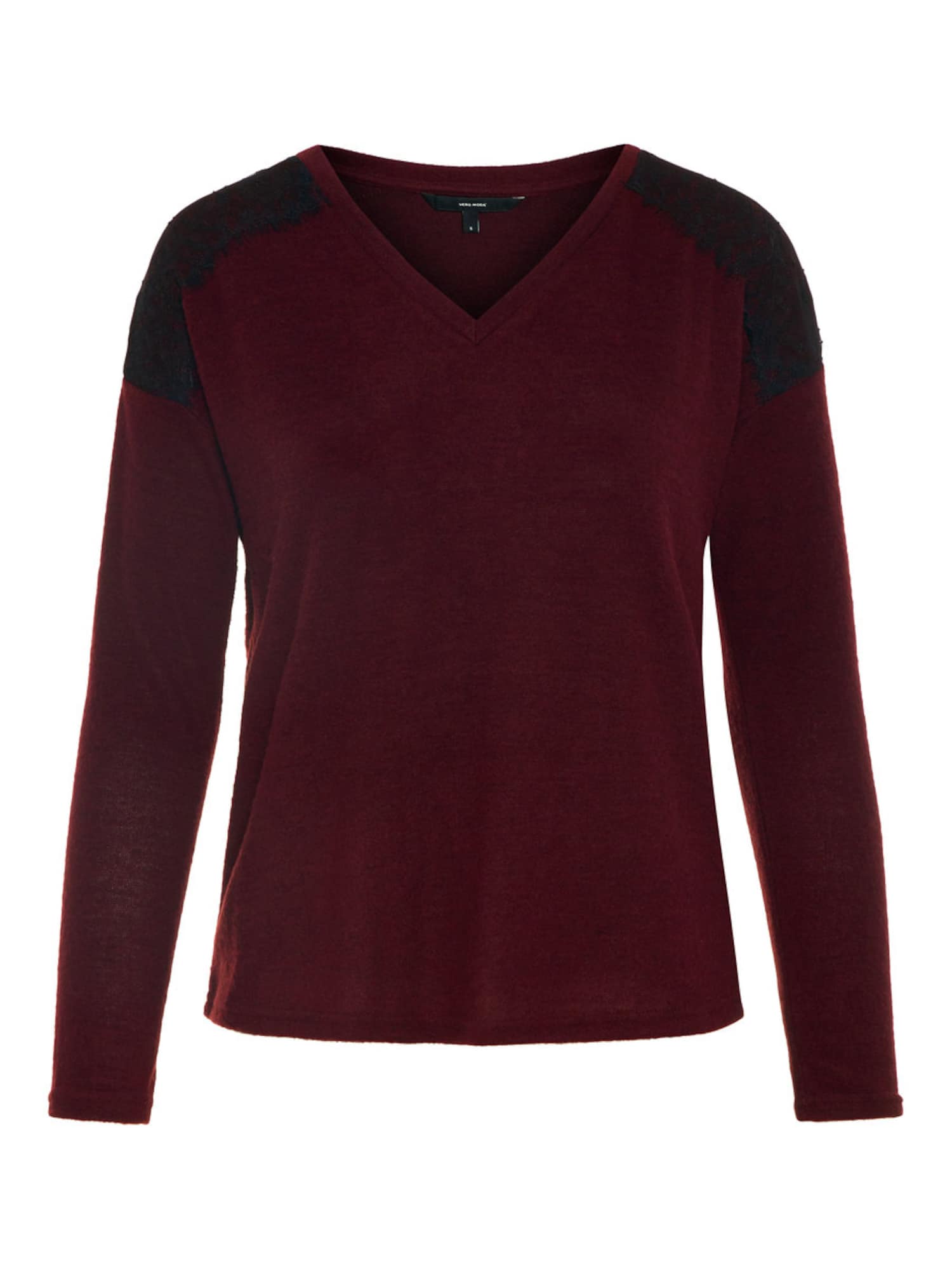 VERO MODA Pulover roșu vin / negru