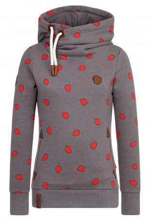 Naketano Bluză de molton 'Oskar mein Junge'  gri bazalt / roșu deschis / alb