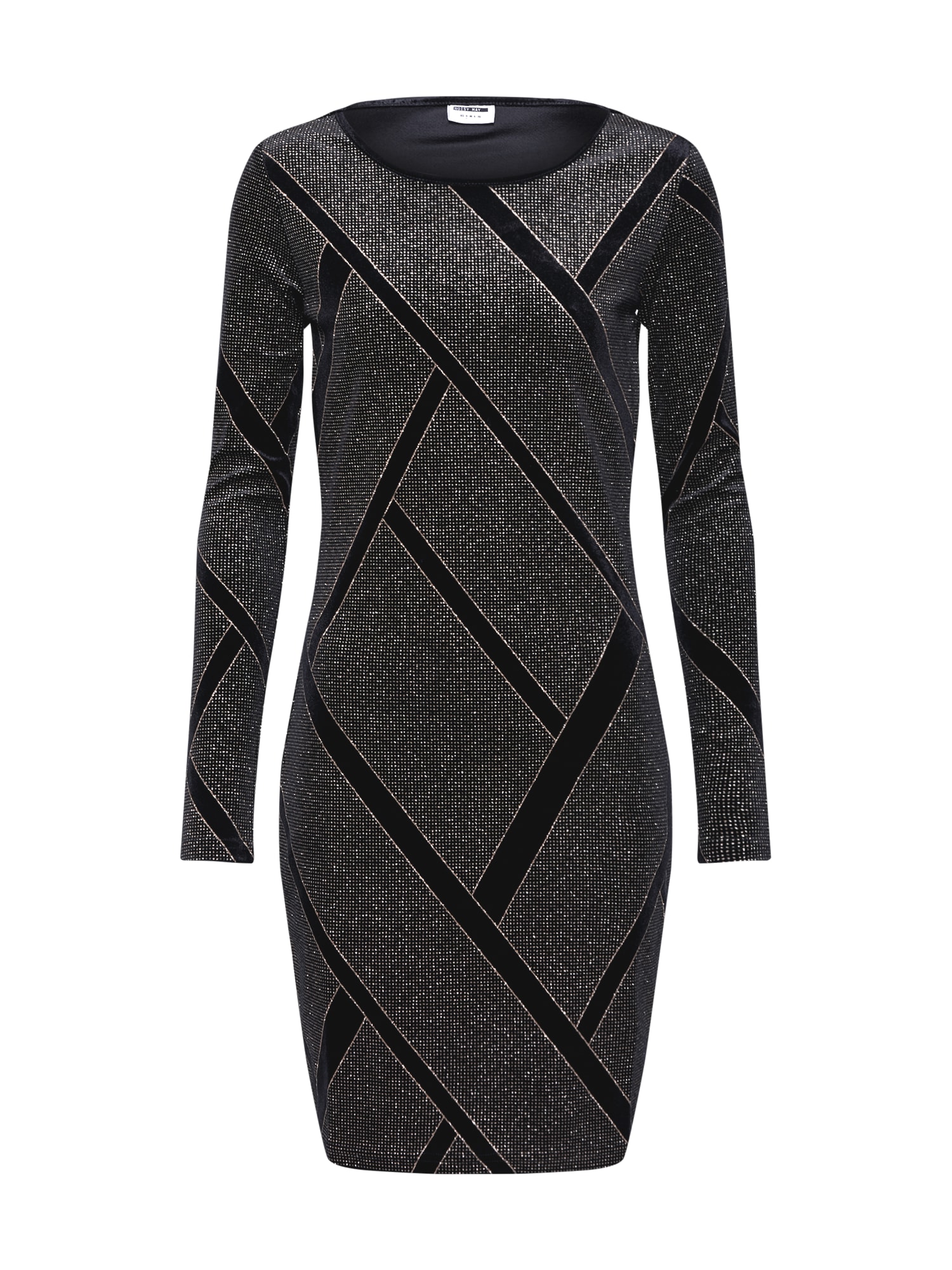 Noisy May Rochie 'NMDIVA L/S SHORT DRESS 7' auriu / negru