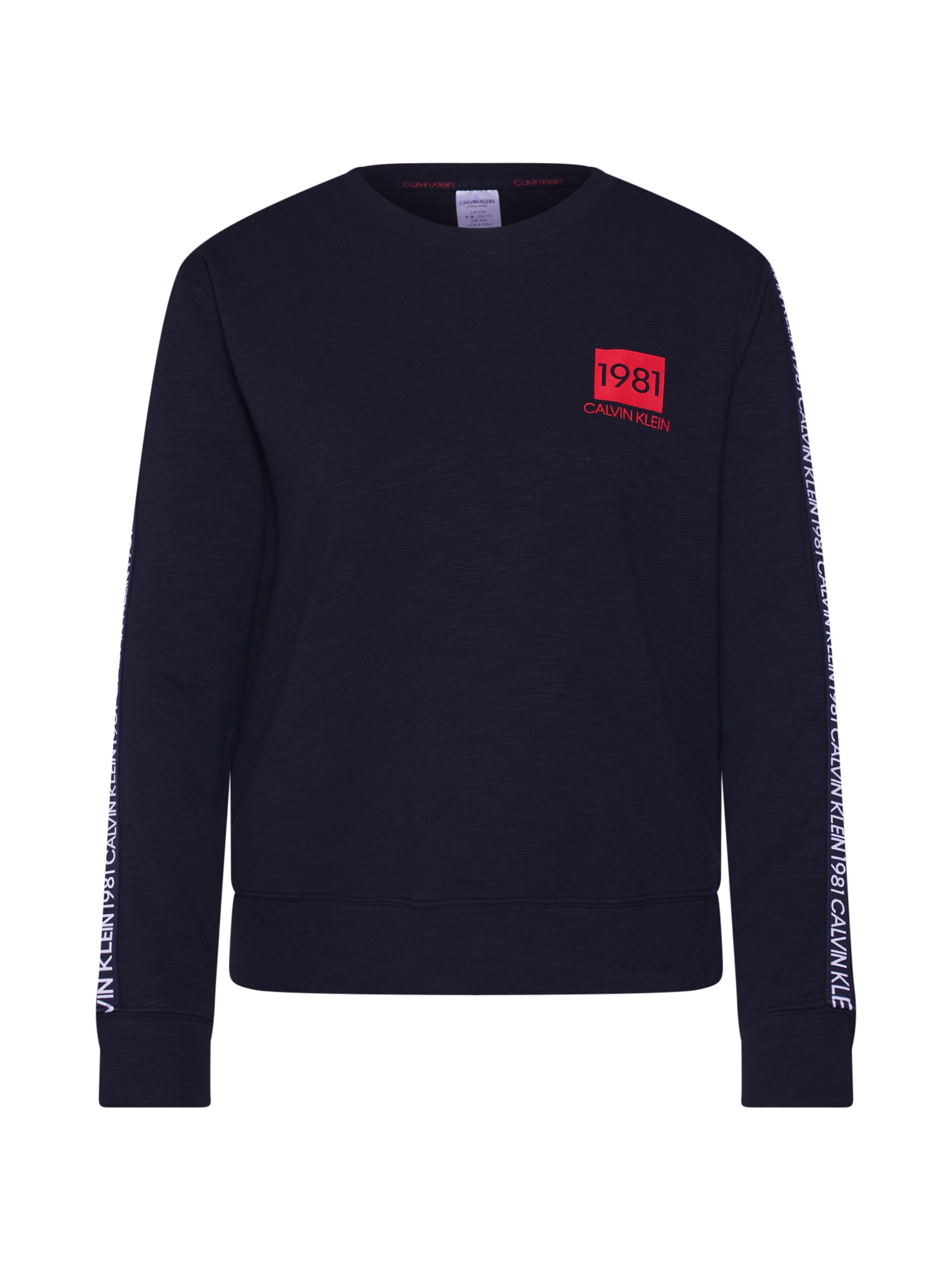 Calvin Klein Underwear Bluză de noapte 'L/S SWEATSHIRT'  negru / alb