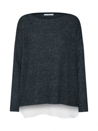 EDC BY ESPRIT Tricou 'Woven hem T-Shirts'  negru