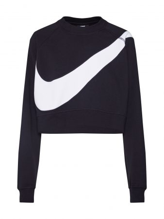 Nike Sportswear Bluză de molton 'W NSW SWSH CREW FLC BB'  negru / alb