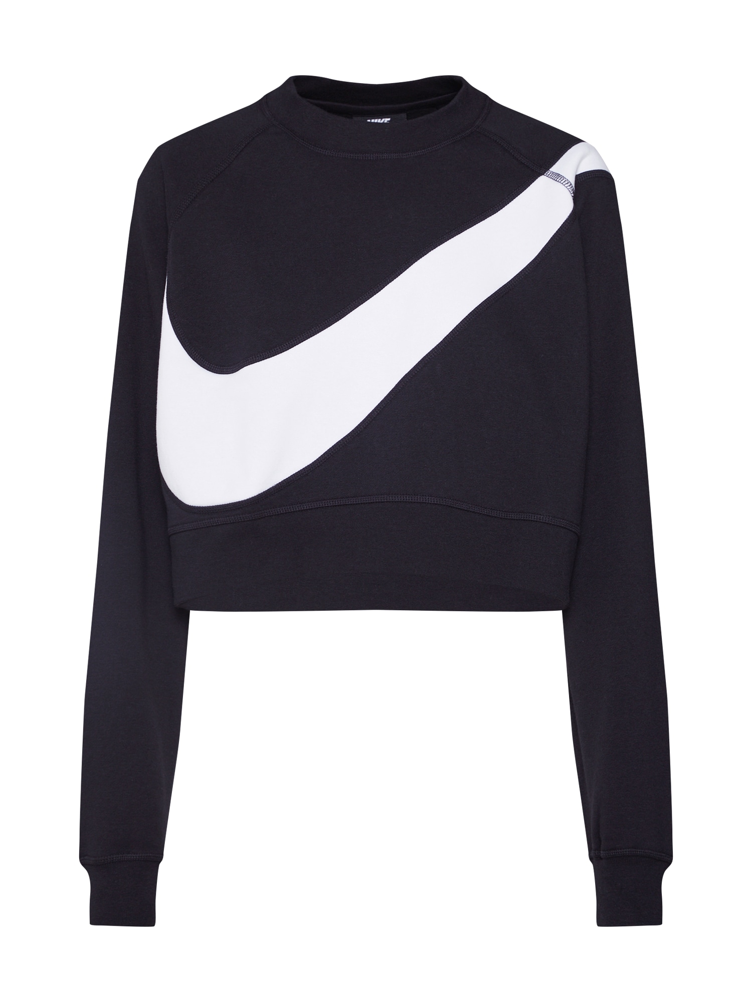 Nike Sportswear Bluză de molton 'W NSW SWSH CREW FLC BB'  negru / alb