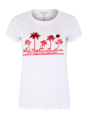 ONLY Carmakoma Tricou 'carEMMA SS JEANS TEE SUS'  roșu / alb