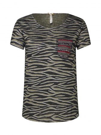 Key Largo Tricou  kaki / negru