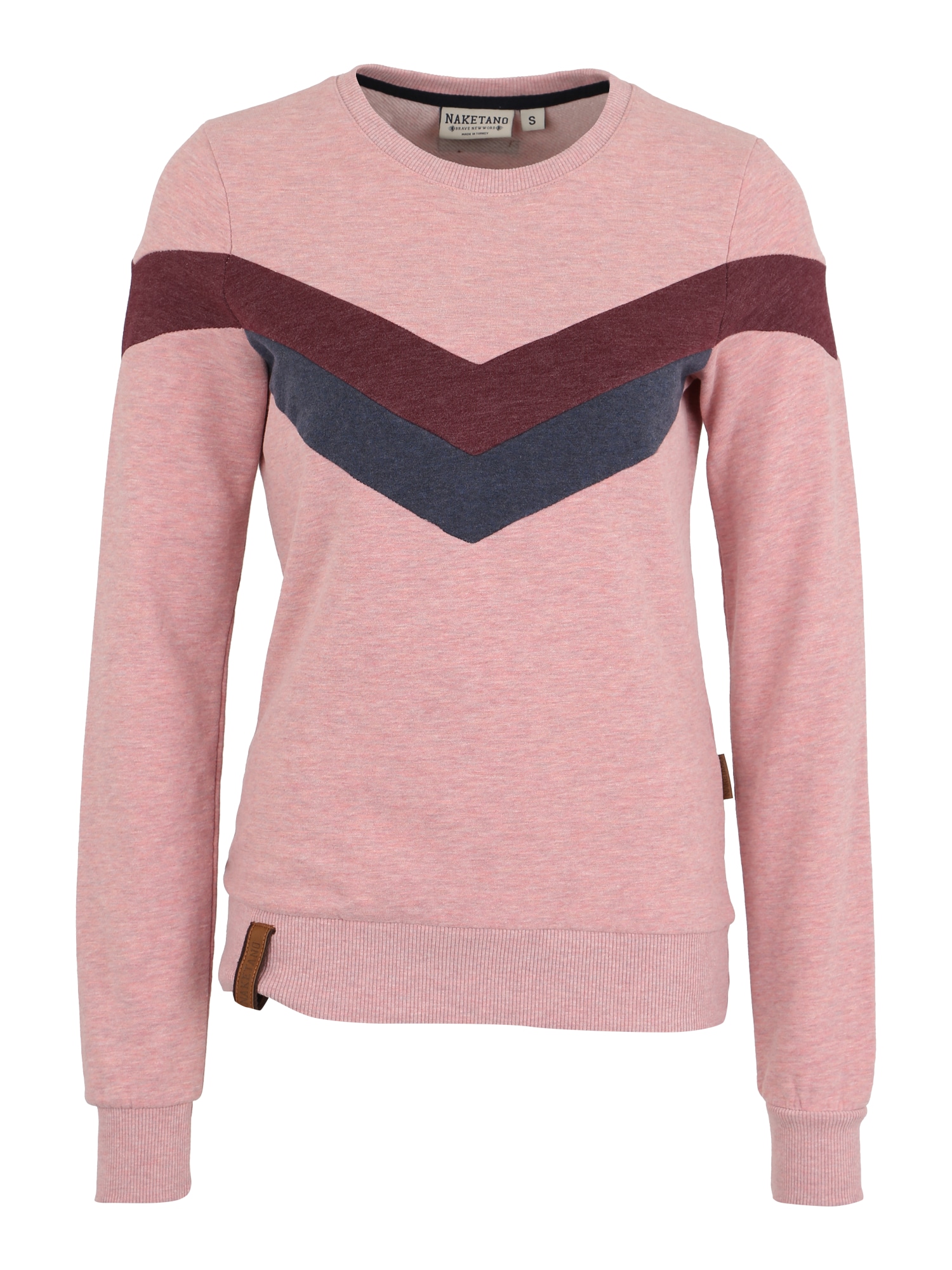 Naketano Bluză de molton 'Immer diese satzbau'  navy / roz / bordeaux
