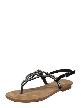 RIEKER Flip-flops  negru / argintiu