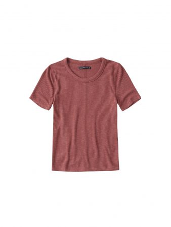 Abercrombie & Fitch Tricou 'S119-SS SLIM RIB TEE'  roșu pastel