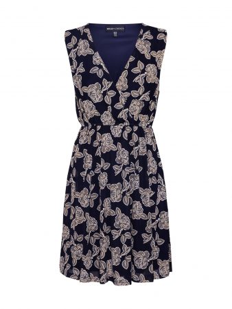 Mela London Rochie 'FLORAL SLEEVELESS SKATER DRESS'  bej / navy