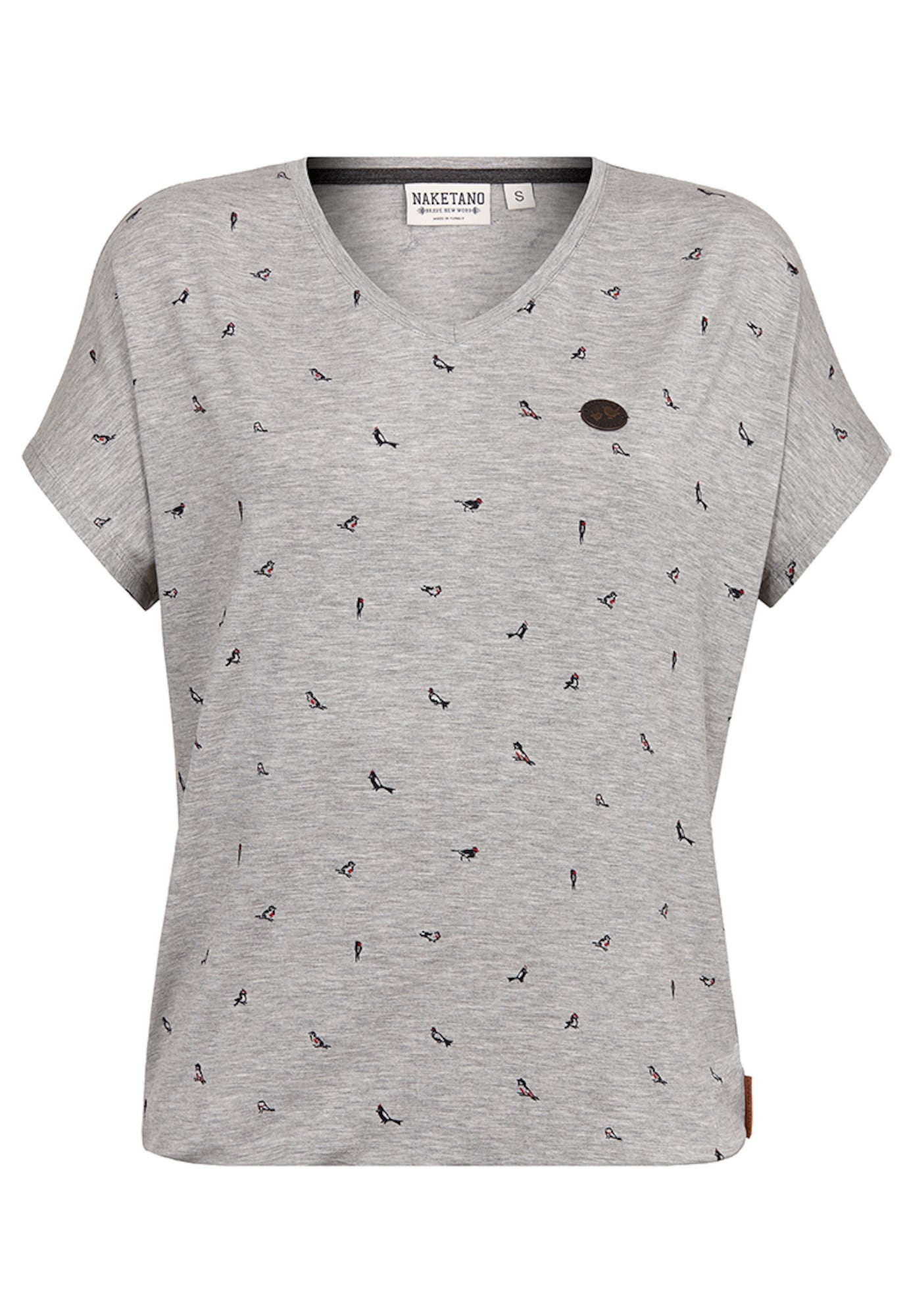 Naketano Tricou 'Tante Emma Fladen'  gri / roșu / negru