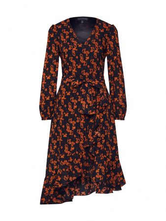Mela London Rochie 'RUFFLE'  portocaliu / negru