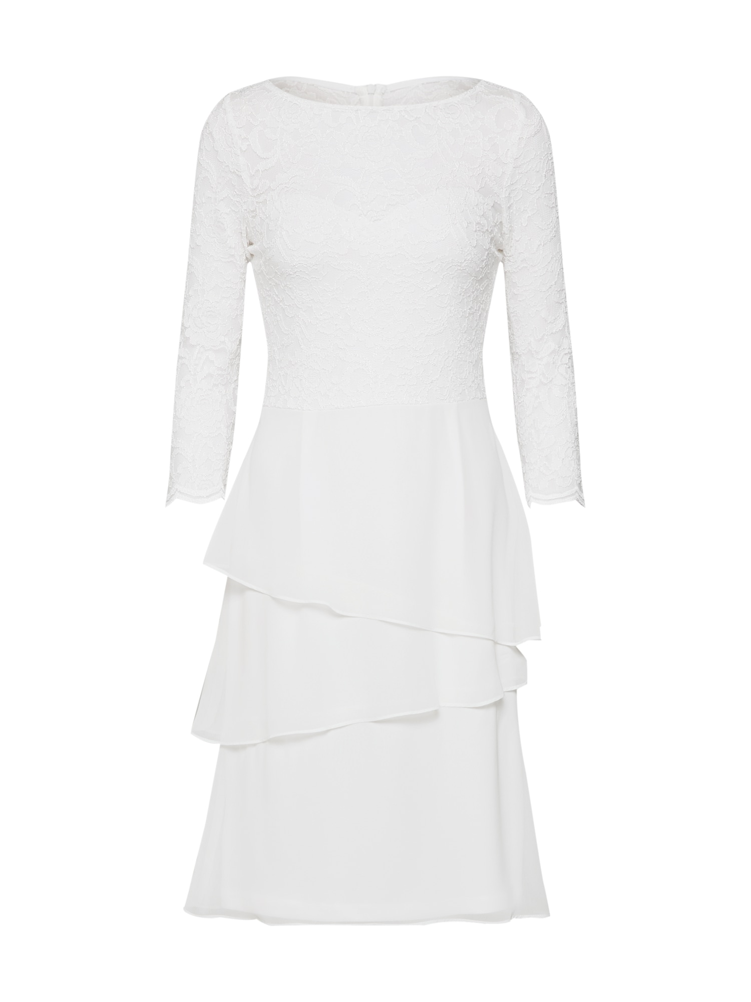 SWING Rochie de cocktail 'Cocktailkleid mit Spitzenoberteil'  alb