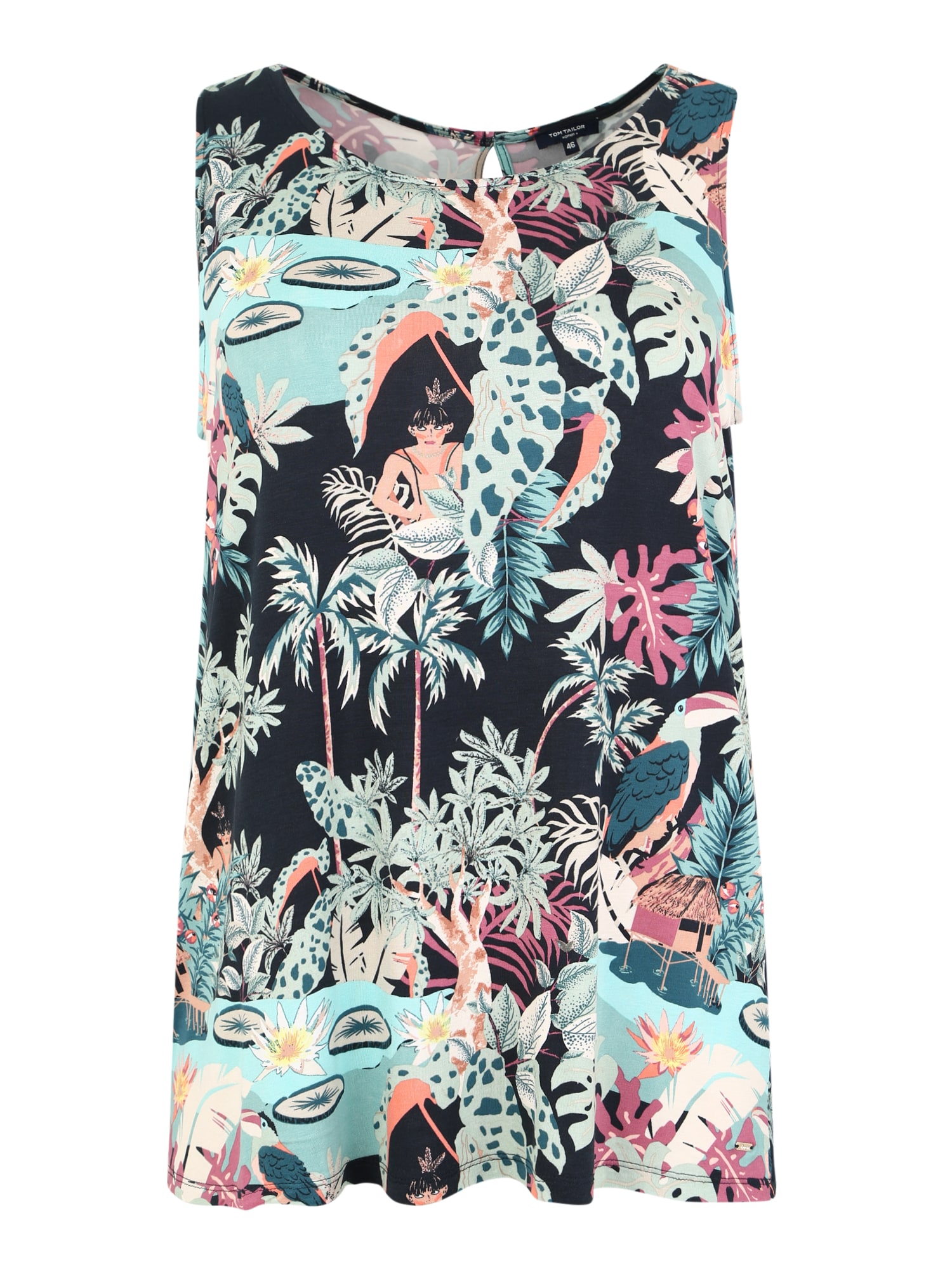 Tom Tailor Women + Top culori mixte / negru