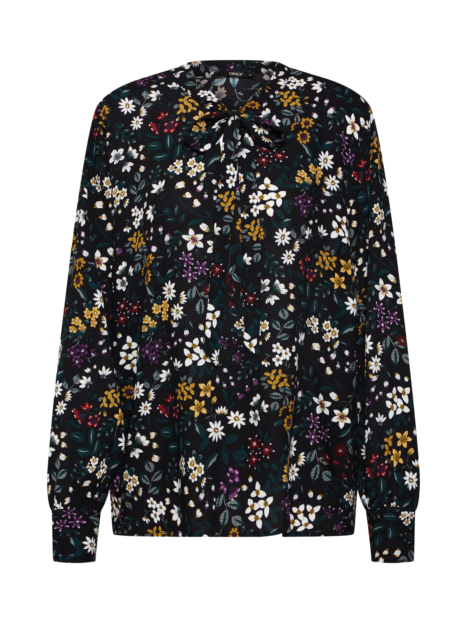 ONLY Bluză 'onlNAOMI LS BOW TOP WVN'  culori mixte / negru