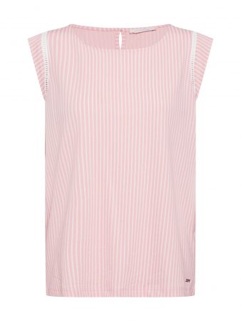 TOM TAILOR DENIM Tricou  roz / alb