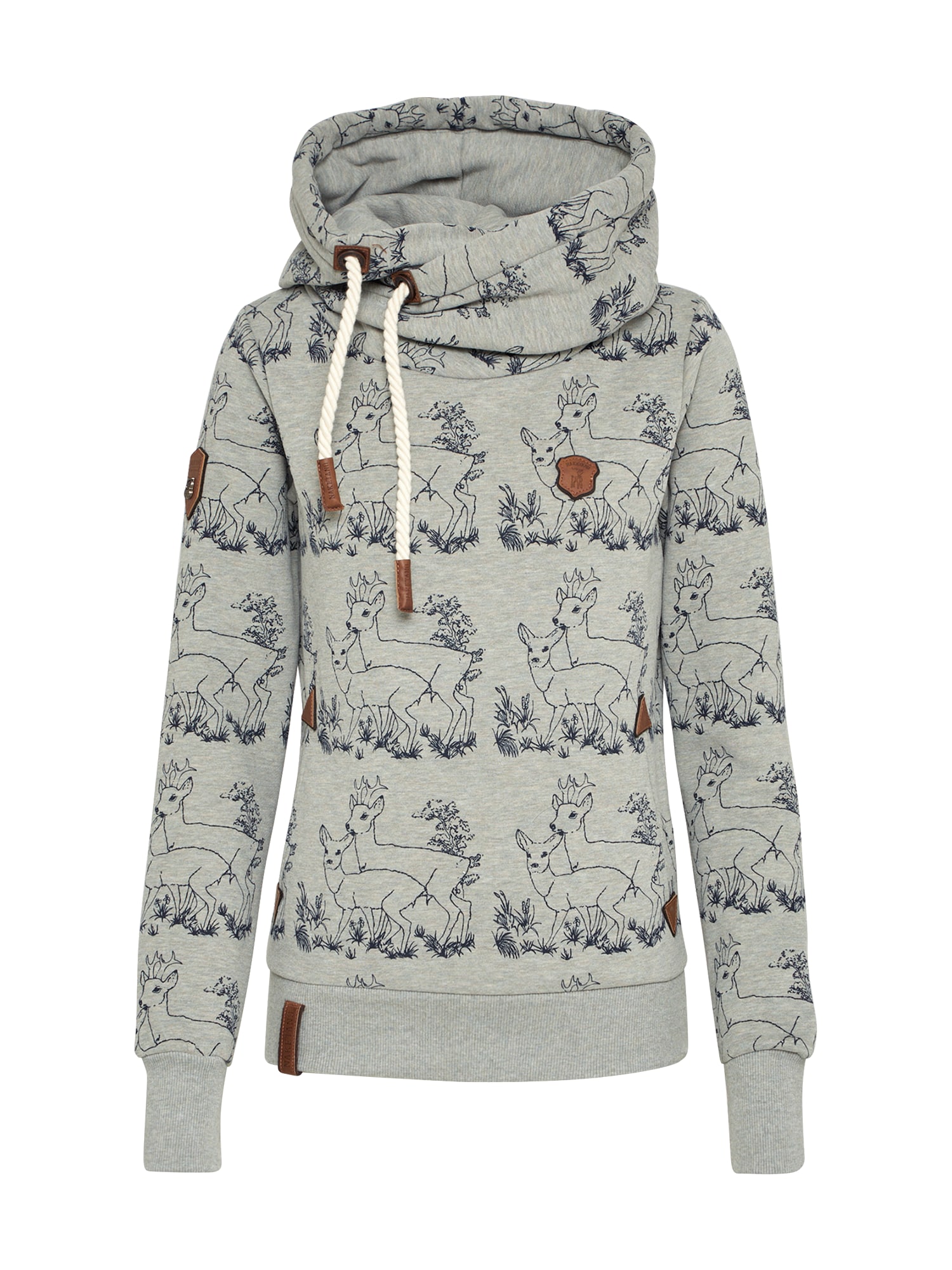 Naketano Bluză de molton  maro / gri fum / negru