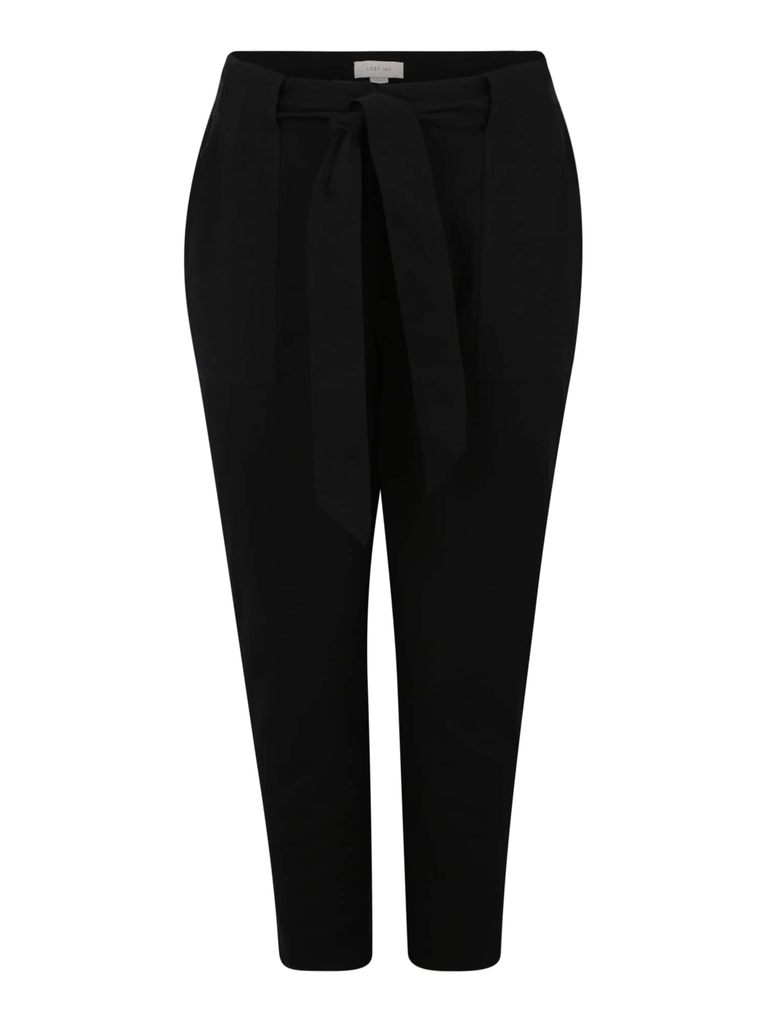 Lost Ink Plus Pantaloni 'BLACK UTILITY COTTON PEG TROUSER' negru