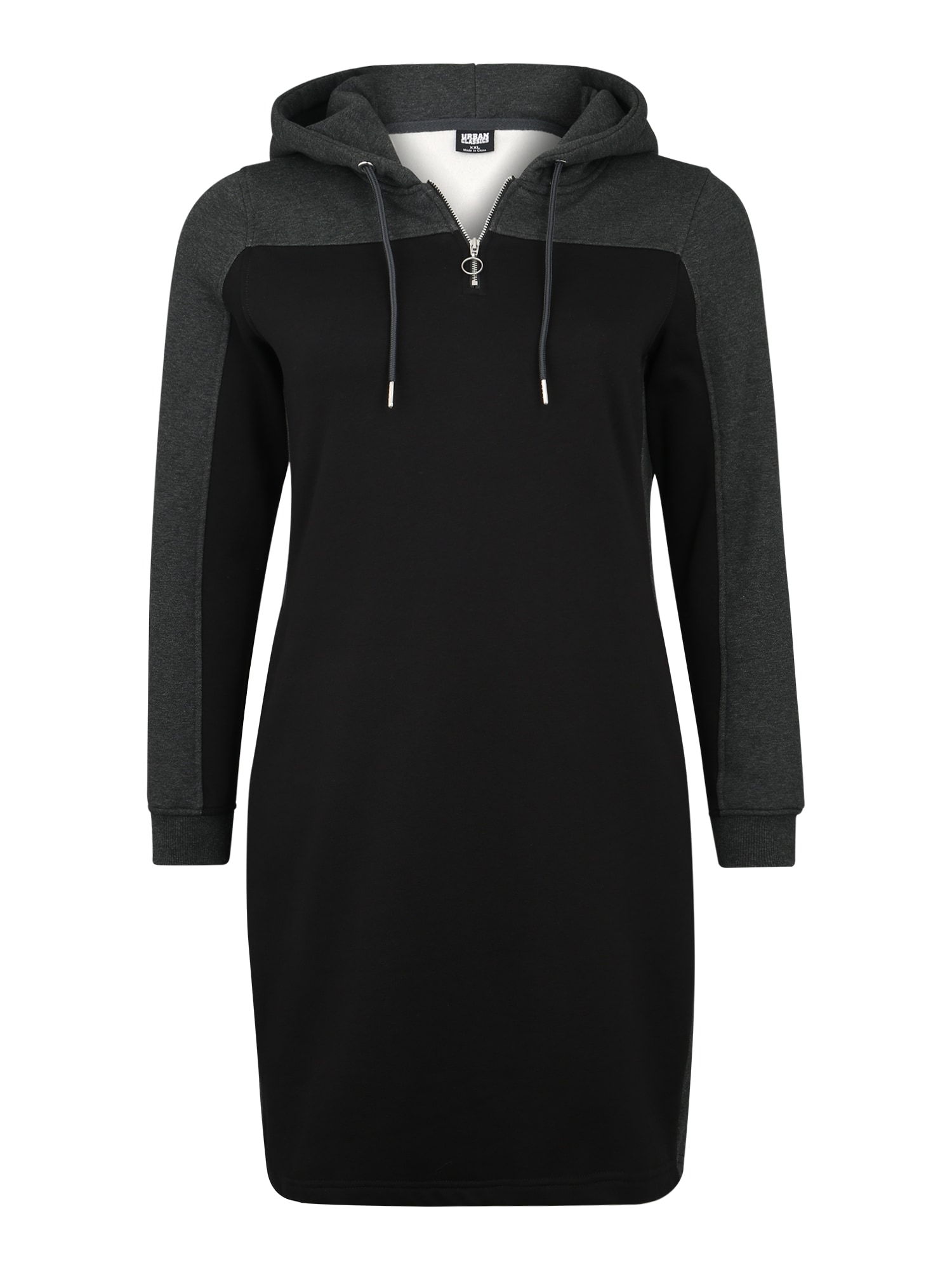 Urban Classics Curvy Rochie 'Ladies 2-Tone Hooded' gri / negru