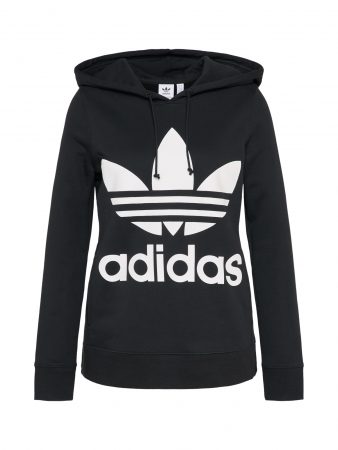 ADIDAS ORIGINALS Bluză de molton 'Trefoil'  negru / alb