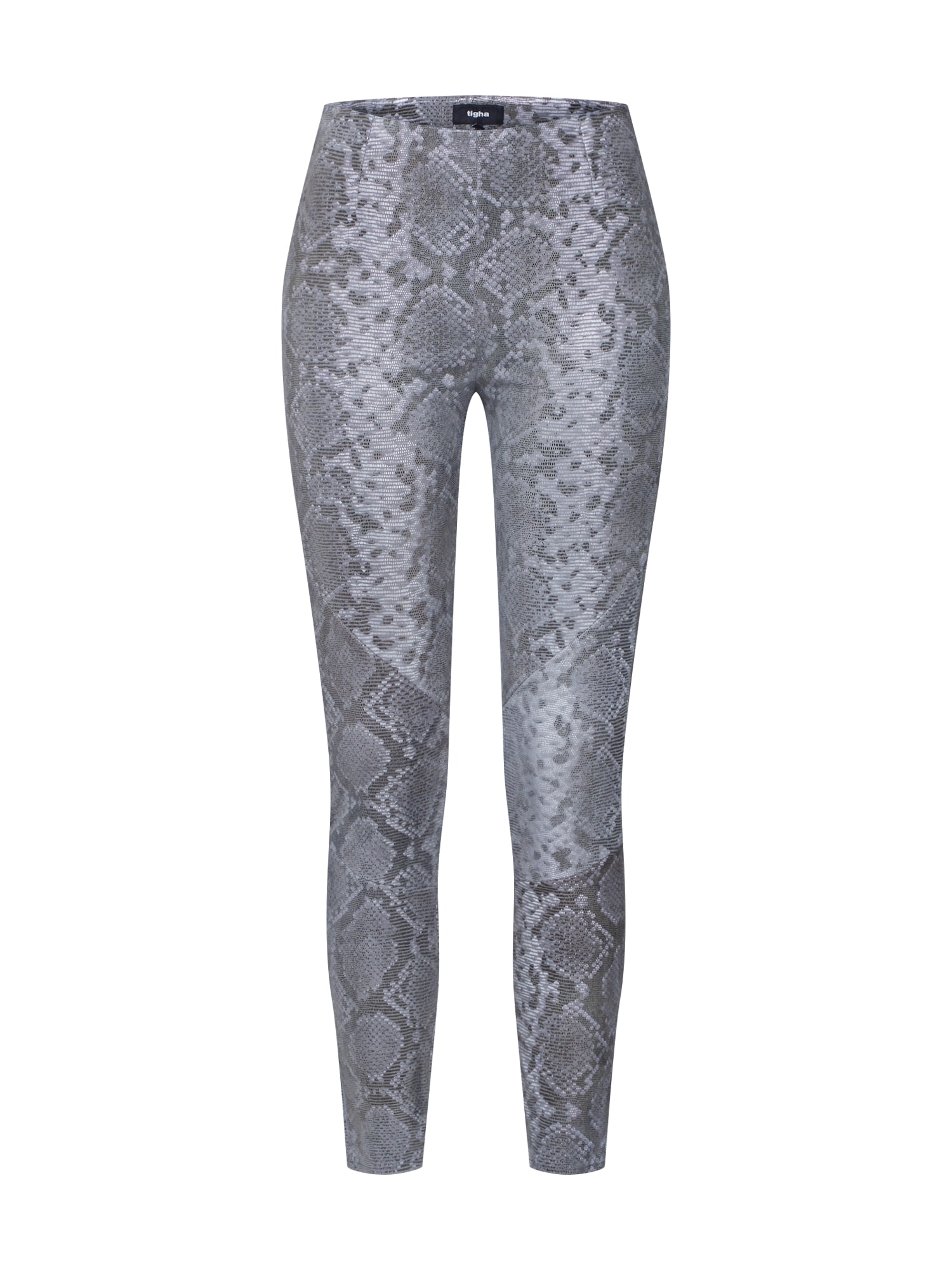 Tigha Pantaloni 'Nori Snake' gri argintiu / negru / argintiu