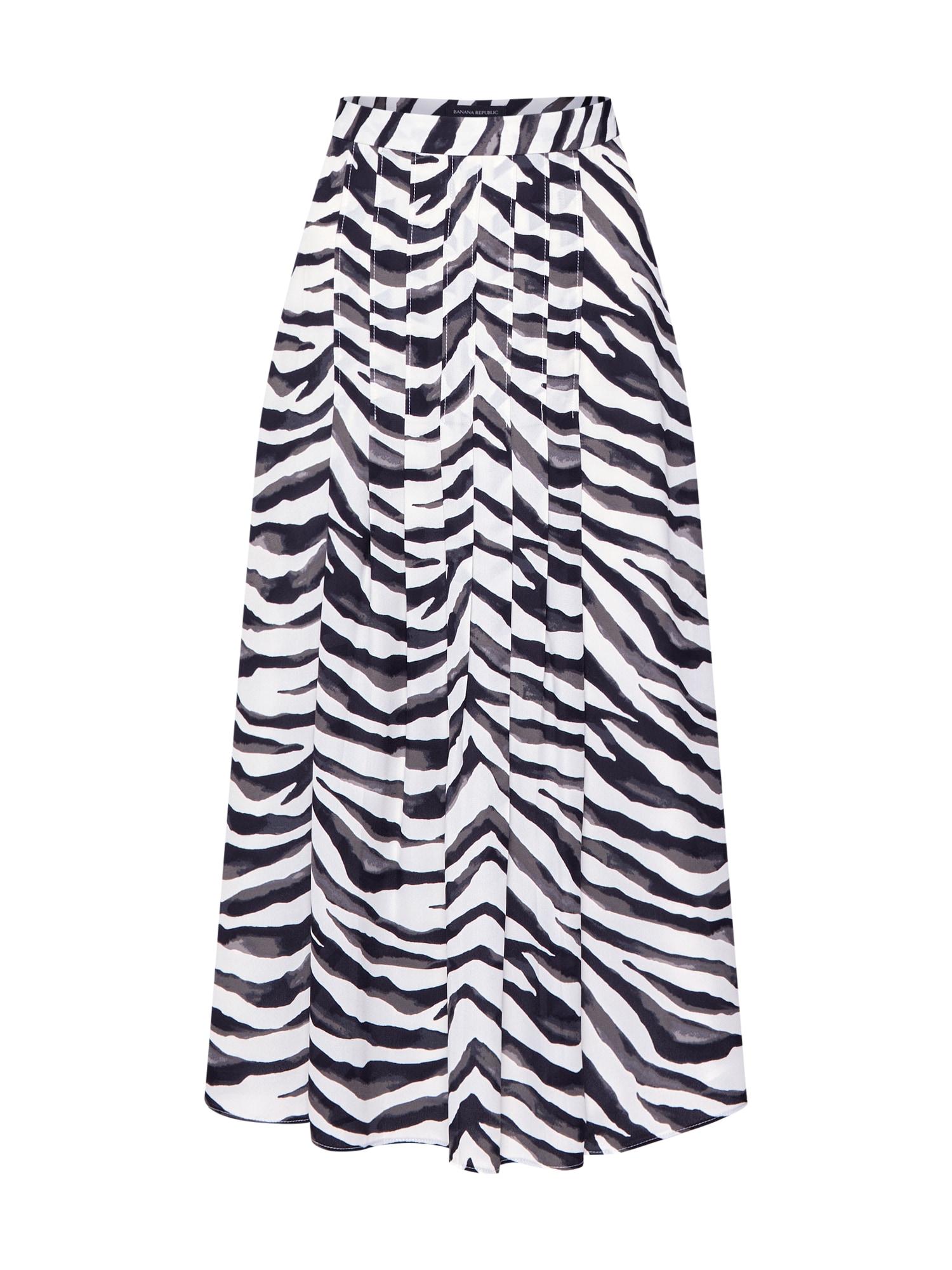 Banana Republic Fustă 'ZEBRA PRINT PLEATED SKIRT'  negru / alb