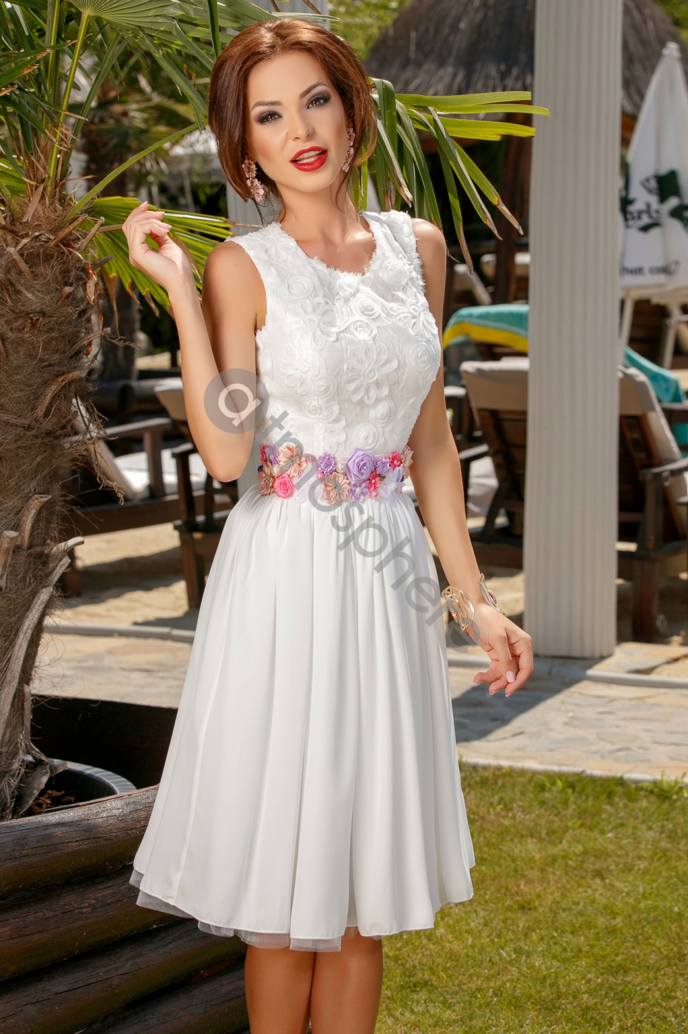 Rochie midi alba Rn 836