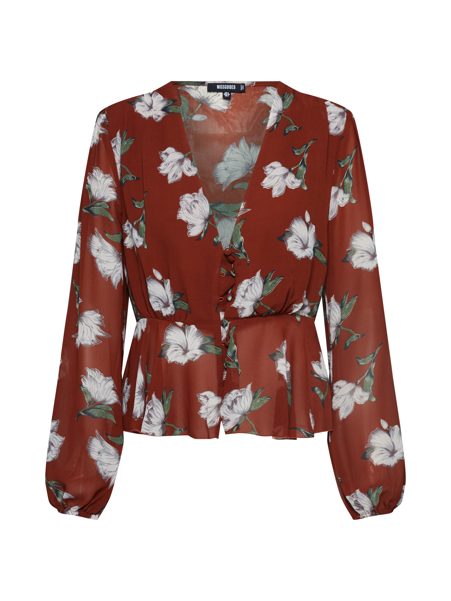 Missguided Bluză 'Floral Plunge' maro