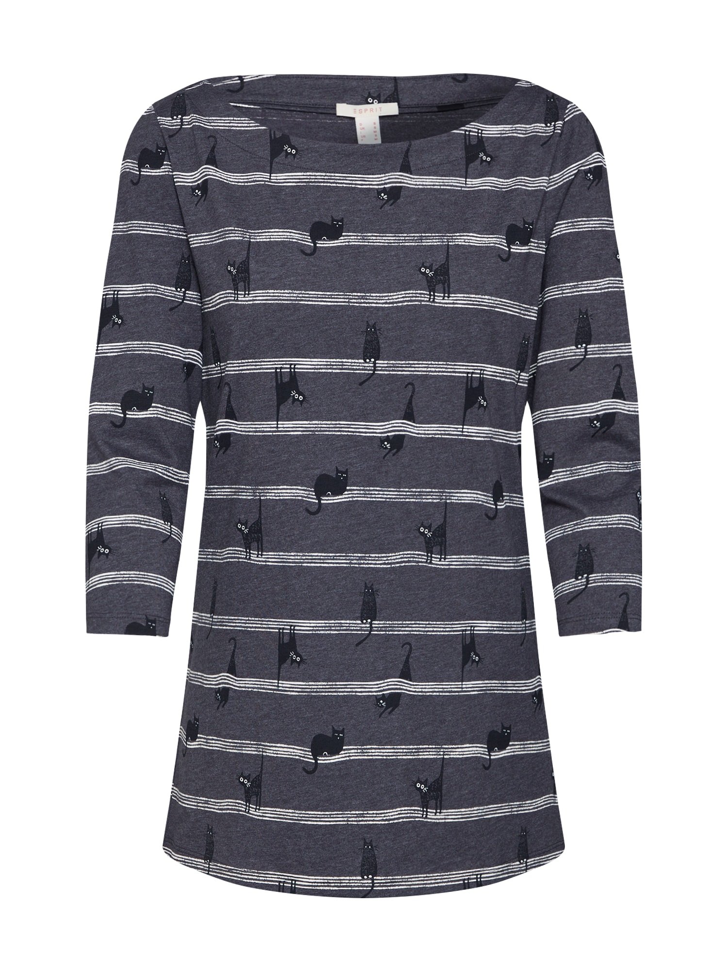 ESPRIT Tricou 'Cat AOP T'  gri metalic