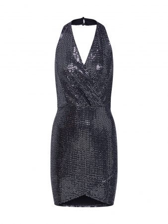 Boohoo Rochie de cocktail 'Glitter'  negru / argintiu