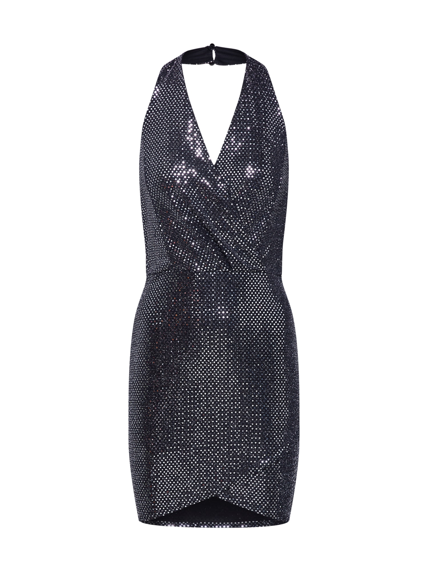 Boohoo Rochie de cocktail 'Glitter'  negru / argintiu