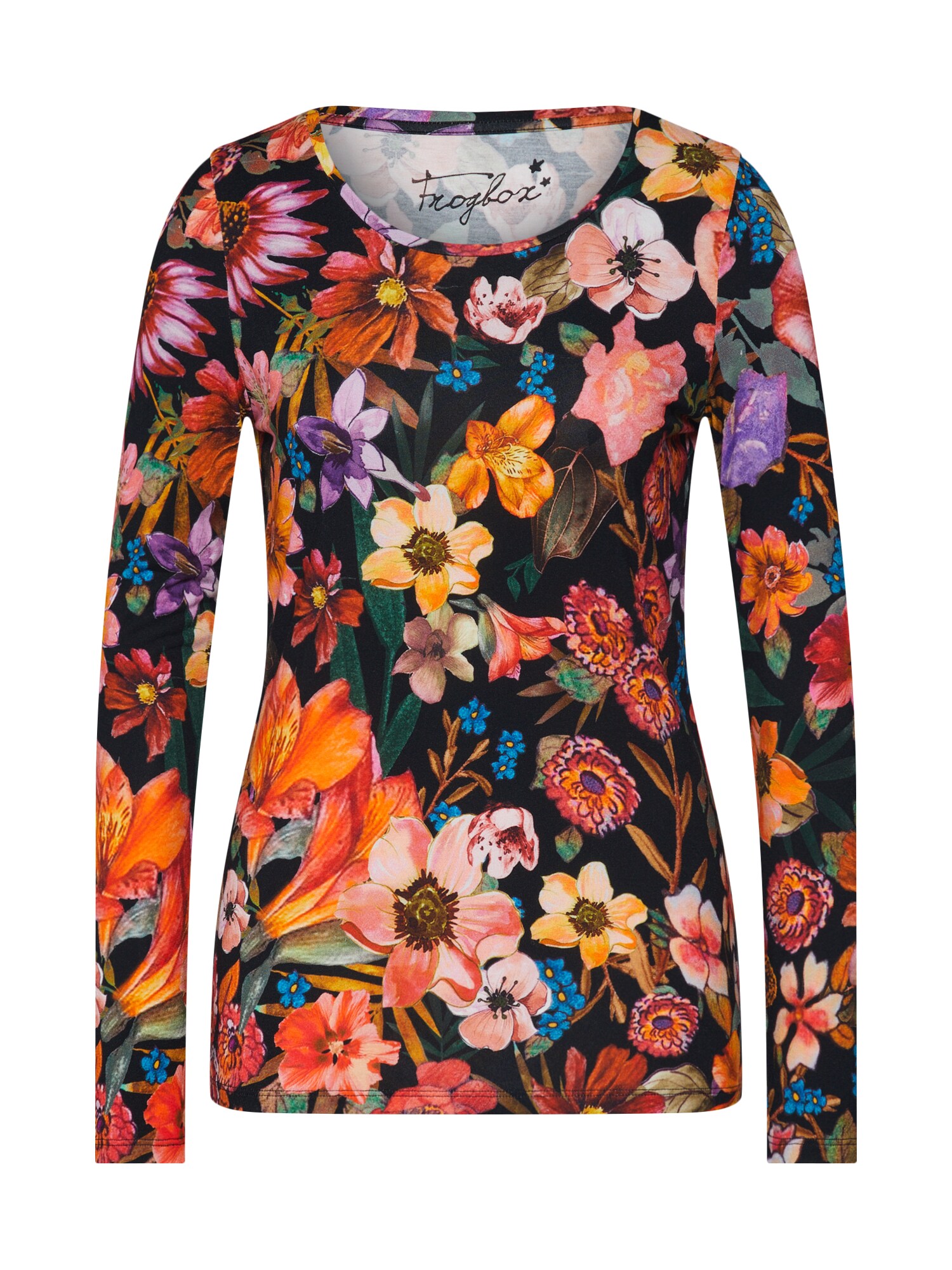 Frogbox Tricou 'flower allover' roșu / negru