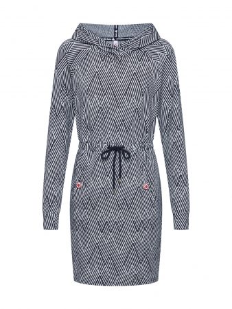 Blutsgeschwister Rochie 'welcome home longsweat'  negru / alb